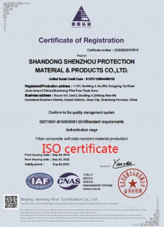 ISO stab resistant material quality certificate