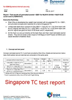 Singapore TC bulletproof and stab proof test report Singapore TC bulletproof and stab proof test report